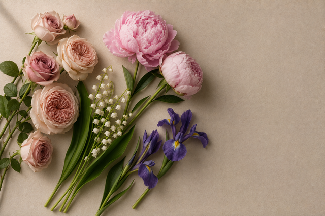 Rose, Peony, Lily of the Valley & Iris